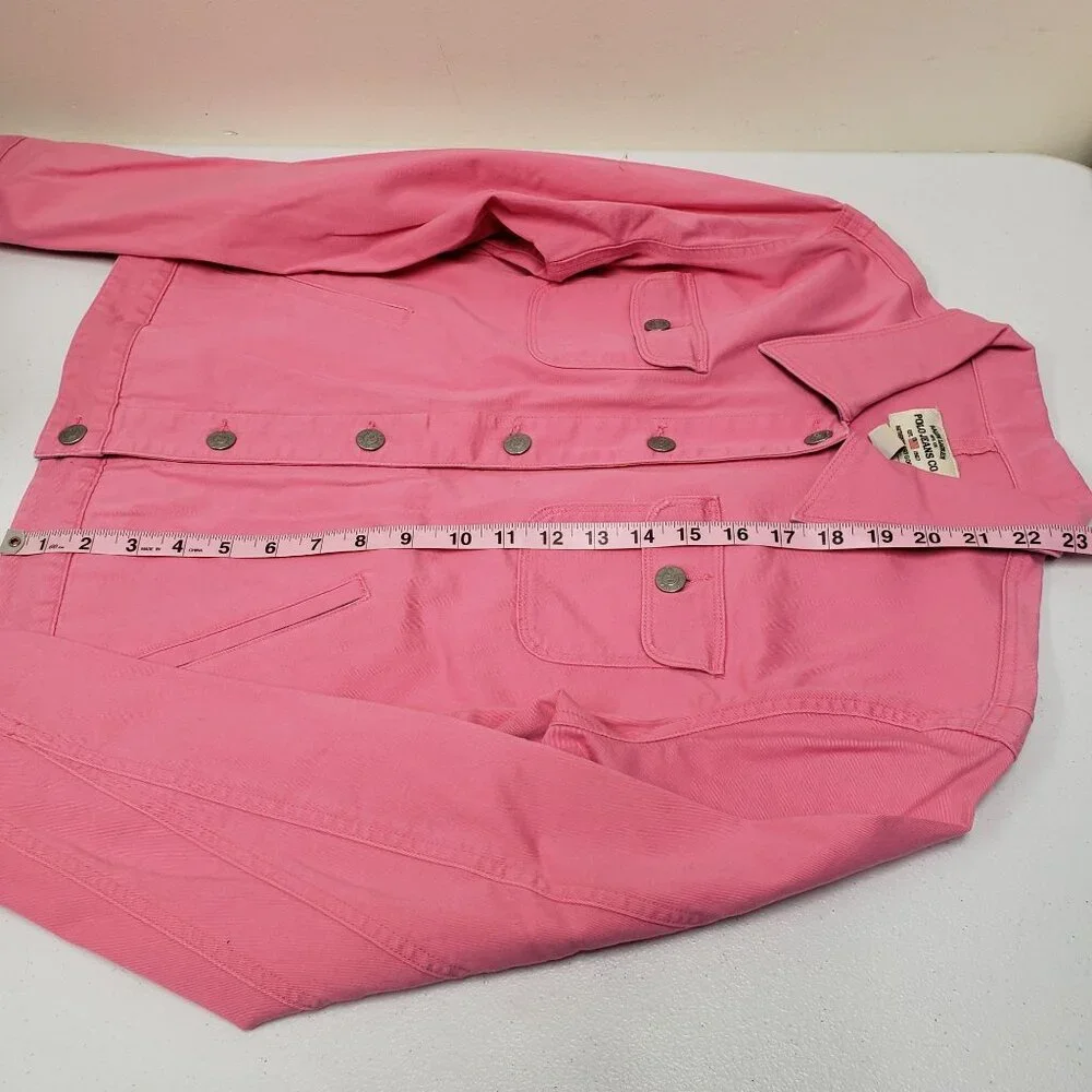 Ralph Lauren Polo Jeans Womens Pink Denim Button Jacket Size Large - Picture 10 of 11